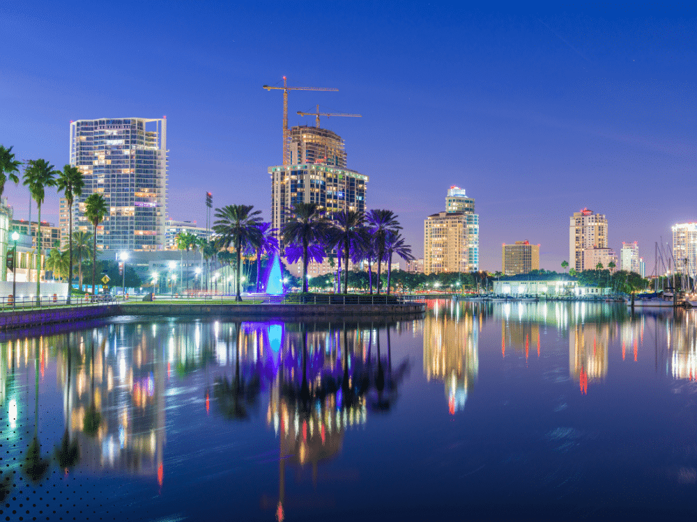 St. Pete Luxury Realtors waterfront view of downtown St. Petersburg, FL