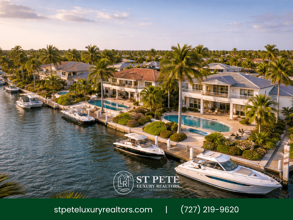 Luxury waterfront homes with pools and boat docks in St. Petersburg FL.